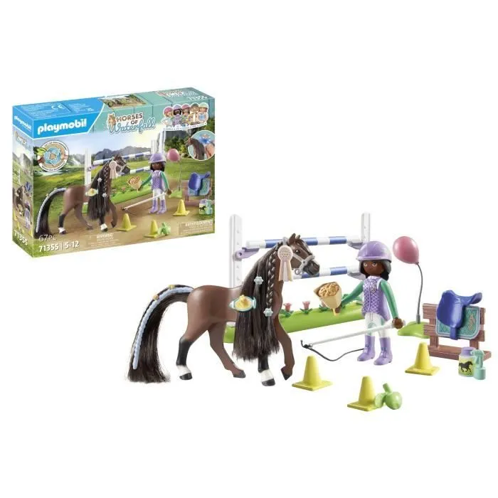 PLAYMOBIL 71355 Zoe & Blaze avec parcours d'obstacles, Horses of Waterfall, 67 pièces, Dès 5 ans-6