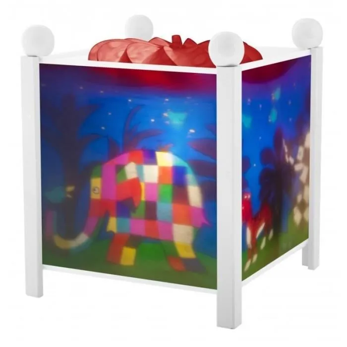 ELMER L'ELEPHANT-Veilleuse Lanterne Magique H19cm Blanc Trousselier-0