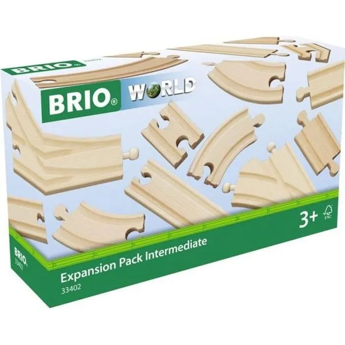 Coffret Evolution Intermédiaire 16 Rails - BRIO - 33402 - Circuit de train en bois pour enfant dès 3 ans-0