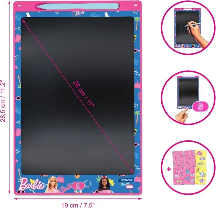 Tablette à Dessins - Lexibook - Barbie - Écran 28cm - Pochoirs Inclus - Multicolore-2