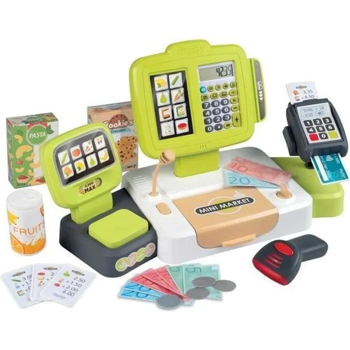 Smoby grande caisse enregistreuse - 30 accessoires inclus - dès 3 ans-0