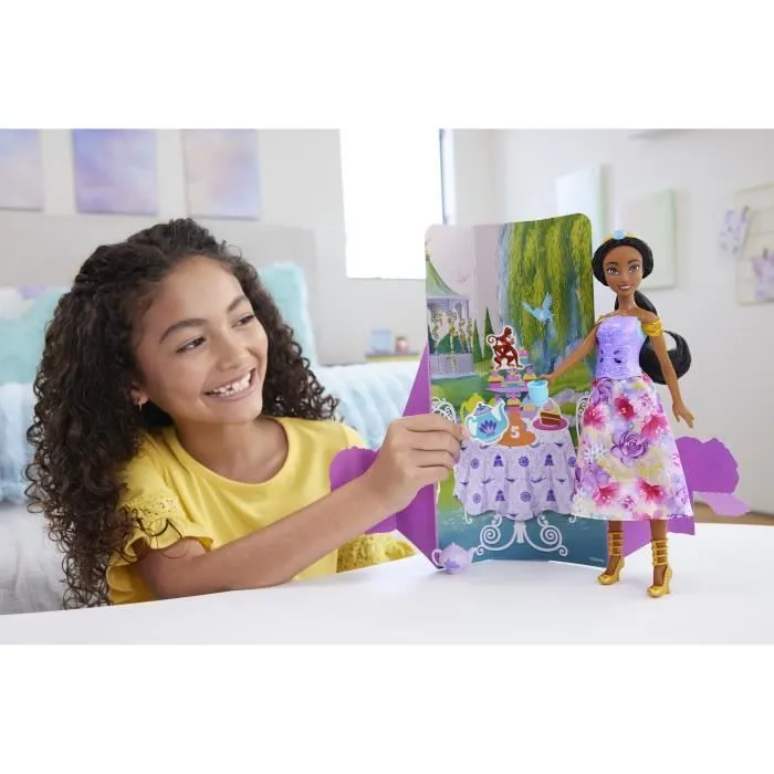 Spin & Reveal Jasmine Mattel Poupée Disney Princesses avec accessoires et 11 surprises HXC23-4
