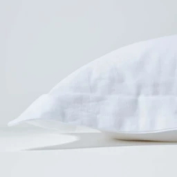 Taie d'oreiller à volants en lin lavé Blanc – 50 x 90 cm-1