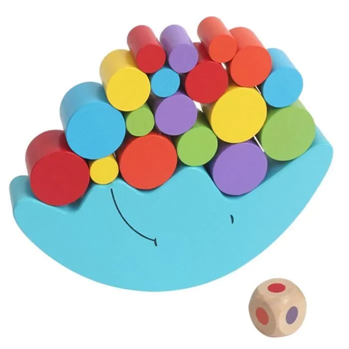 Jeu d'équilibre en bois pour enfants - SODIAL - Moon Balance - Bleu - A partir de 4 ans-1