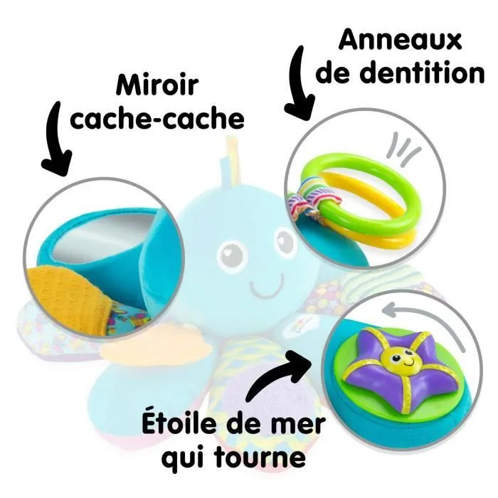 Pieuvre Multi-Activités - TOMY - Anneaux, Miroir, Anneau de dentition, Bruits rigolos et Pouët-pouët-2