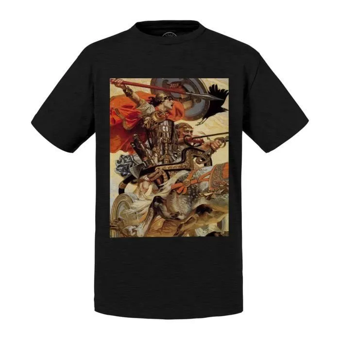T-shirt Enfant Noir Mythologie Celte Leyendecker Peinture Illustration Amerique USA-0