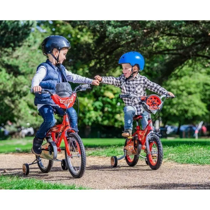 Vélo Enfant Disney - Cars Flash McQueen - Roues 12" - Age 3 à 5 ans - 2 Freins - Stabilisateurs - Rouge - Produit HUFFY-2