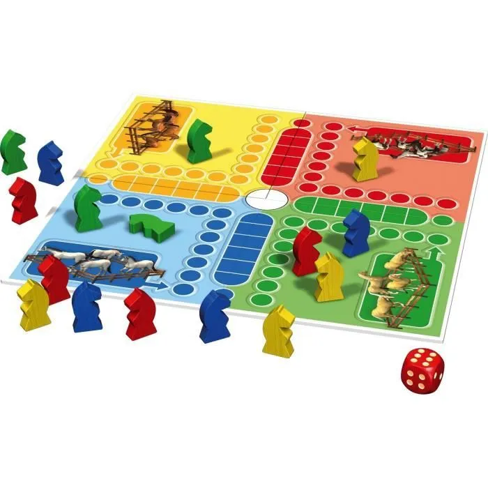 Les Classiques - Jeu de petits chevaux - SCHMIDT SPIELE - Vivez des courses palpitantes avec ce jeu de petits chevaux classique !-1
