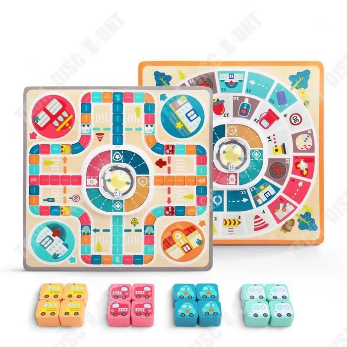 TD® Jeu de société éducatif pour enfants, jeu recto-verso, plateau multifonctionnel, jouet interactif d'échecs volant de transport-0