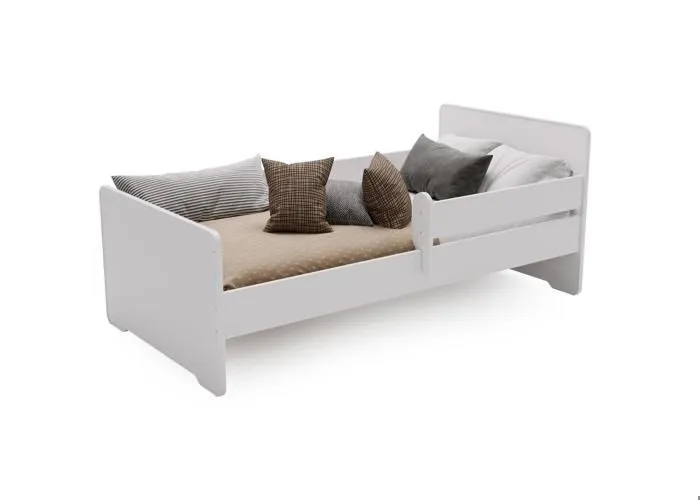 Lit enfant Complet 80x160 cm MAX sommier, barrièreères, matelas pour Filles garçons lit Simple - BLANC-1