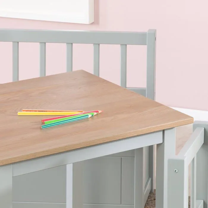 ROBA Ensemble Table + 2 Chaises Enfants Woody - Table de Jeu et d'Apprentissage - Résistants aux Rayures - Gris / Décor Bois-5