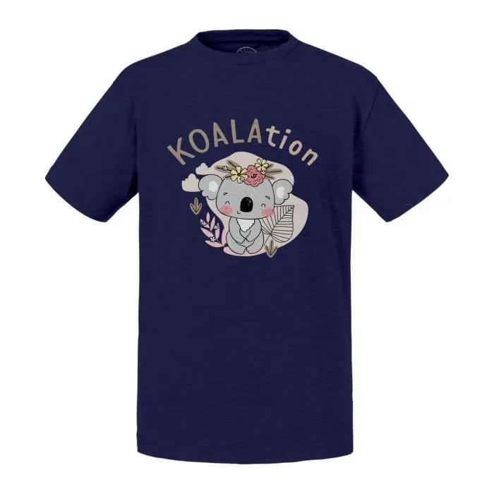 T-shirt Enfant Bleu Koala Koalation Mignon Kawaii Dessin Illustration-0