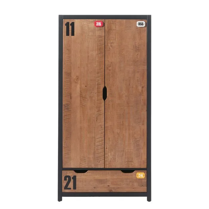 Armoire - Swithome - Alex - 2 portes - Bois massif - Style industriel-0
