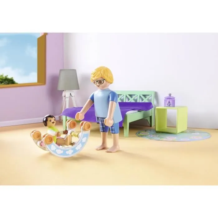 PLAYMOBIL 71609 Chambre de parents avec berceau suspendu, Maison d'architecte, My Life, 50 pièces, Dès 4 ans-2