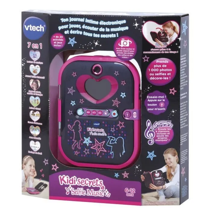 Agenda électronique VTECH Kidisecrets Selfie Music Noir avec lecteur MP3 pour filles de 6 à 12 ans-3