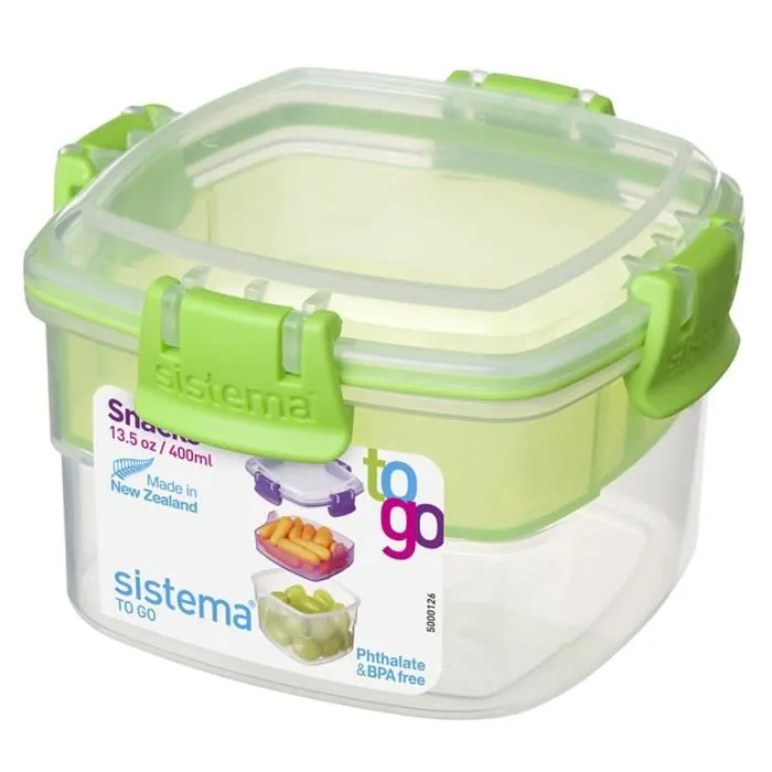 SISTEMA Boîte à repas carrée à clips Snack To Go - 400ml-0