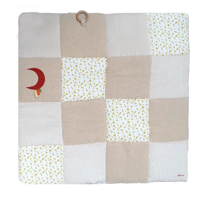 Tapis de parc d'éveil patchwork pour bébé Naturel 100x100 cm-0
