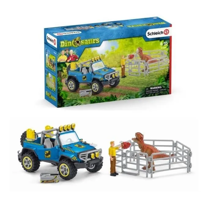 Voiture tout-terrain avec avant-poste Dino - SCHLEICH - 41464 - Dinosaurs-0