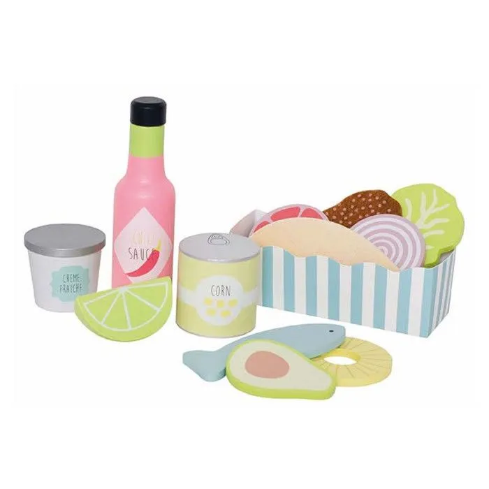 Jouet en bois - dinette - Tacos set - Mixte - Multicolore - Jaune - JABADABADO - Bébé - 3 ans-0
