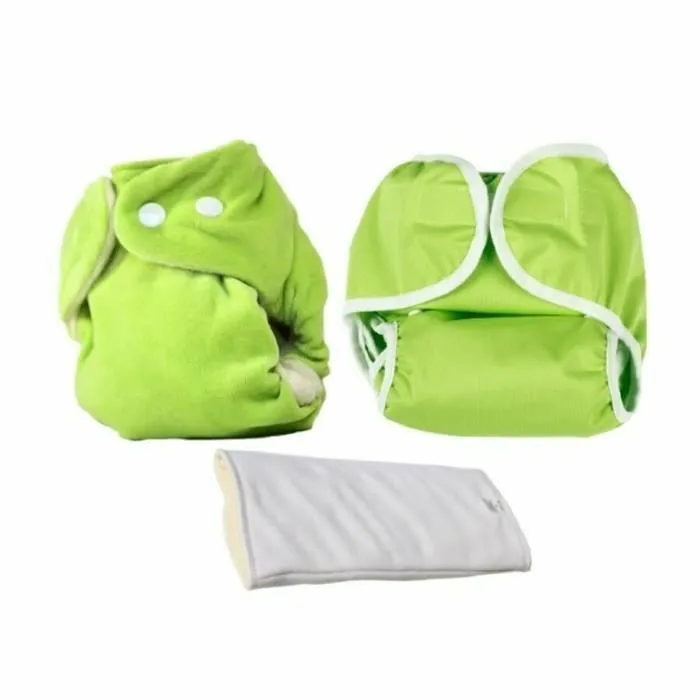 Kit d'essai Couches Lavables - So Bamboo - Taille Unique (3-15 kg) - Pomme-Blanc-0