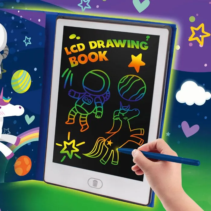 Big Minds - Tablette Dessin Enfant Lcd | Ardoise Magique Format Livre | Tablette Magique 20 Pochoirs Réversibles | Enfant 4 Ans-4