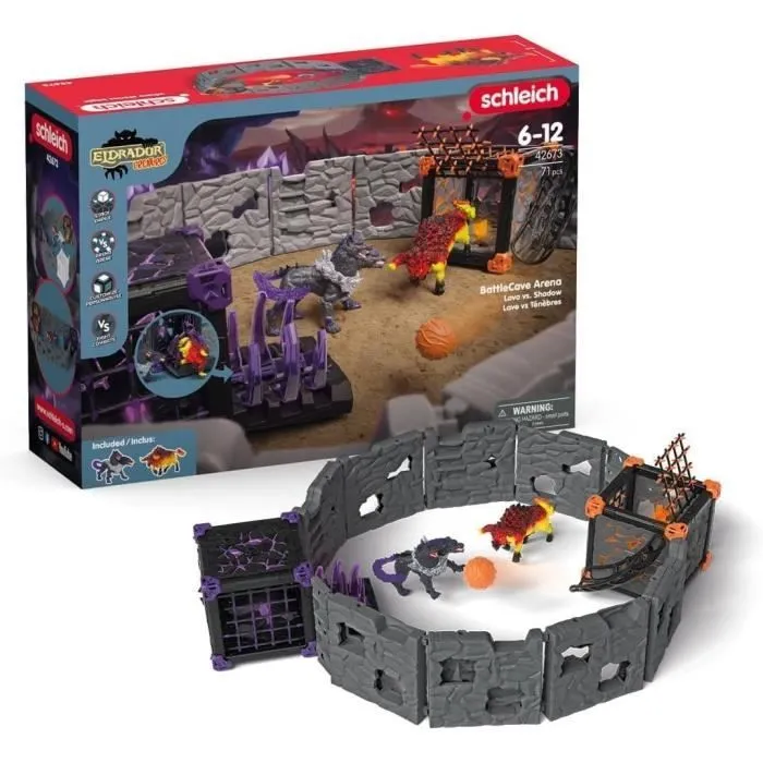 BattleCave Arena: Lave vs Ténèbres, arène de combat pour figurines Eldrador, SCHLEICH 42673 Eldrador Creatures, dès 7 ans-0