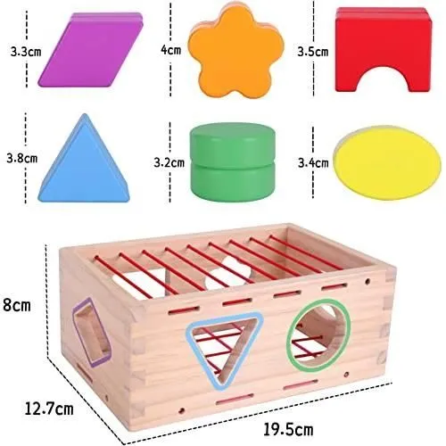 Jouet Enfant 6-12 Mois Fille - AMOUNE - Cube d'activité en bois - Motricité fine - Tri de formes-3