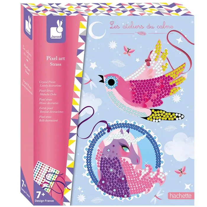 Kit Créatif Pixel Art Strass Jolies Décos - JANOD - Enfant 7 ans - Rose-4