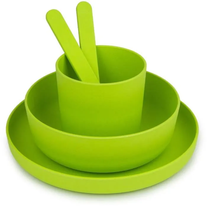 MILL'O BÉBÉ - ASSIETTE 100% BIOSOURCÉE ET BIODÉGRADABLE - SANS BPA - MICRO-ONDABLE - VERT d 17,8 x h 2,2 cm-1