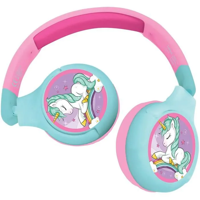 Casque d'écoute - Licorne - 2 en 1 - Bluetooth® et Filaire - Limitation de son - Pliable et confortable-1
