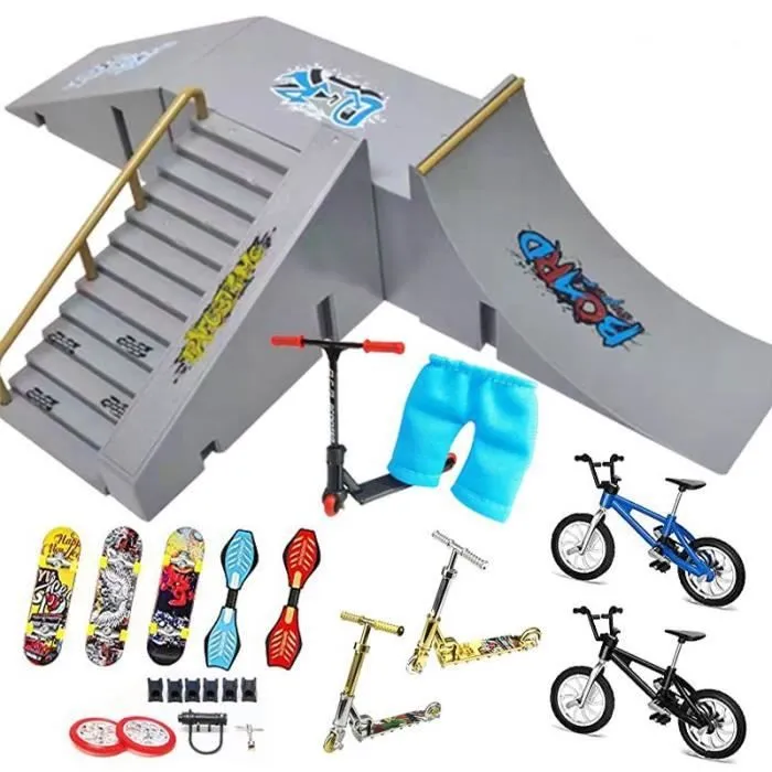 Finger scooter deux roues Mini planches à roulettes rampe ensembles doigt BMX bout doigts vélos touche Skate Deck nouveauté jouets-0