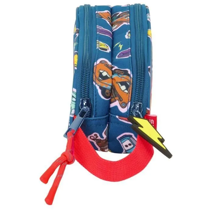 Trousse - Cars - Racing - 21 CM - 2 Compartiments - Zippée - Bleu-1