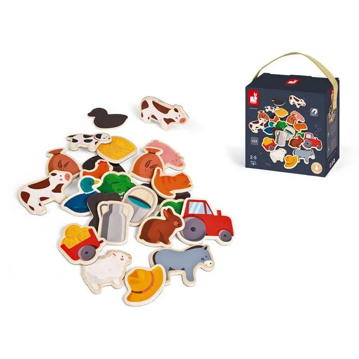 Magnets en bois - JANOD - Ferme - 24 pièces-3