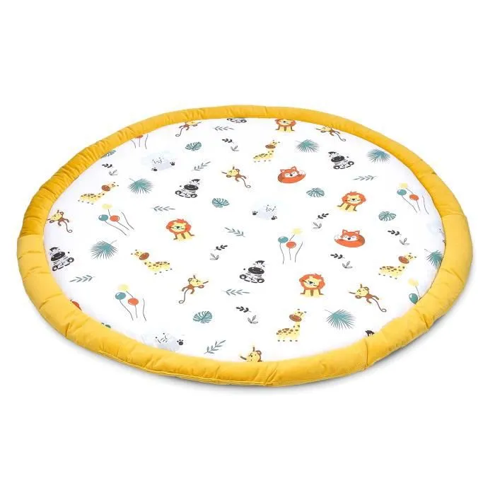 Coussin de sol enfants à volants 100 cm - matelas de sol coin cosy chambre d'enfant rond rampant couverture pour bébé Safari-0