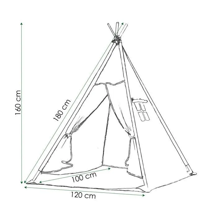 Tente pour enfant en coton SPRINGOS® - 160x120x100 cm - nuage/gris-3