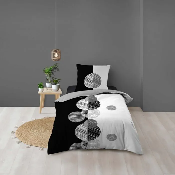 Pack housse de couette enfant 140 x 200 cm Stormi + drap housse 90 x 190 Blanc-1