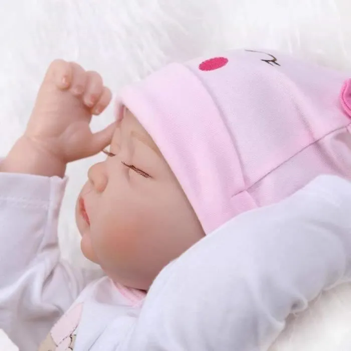 Poupée Bébé Reborn Fille en Silicone Souple - DOLL - ZIYIUI - 22 Pouces 55 cm - Rose - Jouet Simulation 2080-3