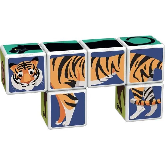 Jouet de construction - GEOMAG - MagiCube Jungle Animals - 12 pièces - Multicolore - A partir de 3 ans-2
