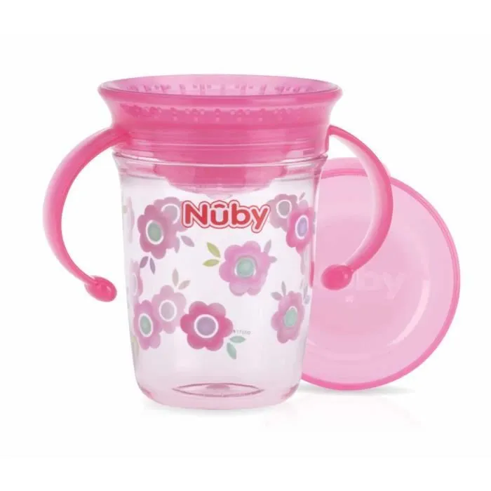 Nûby - Gobelet Magique 360° Tritan™ avec Anses - Rose - 240ml - 6 Mois-0