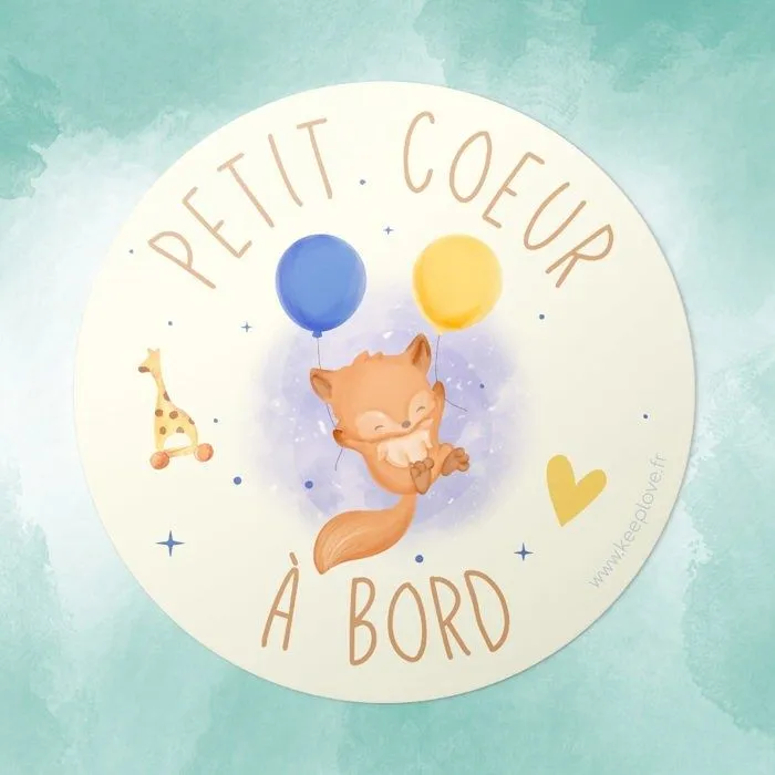 Autocollant Bébé à Bord Voiture, Petit Coeur à Bord, Garçon Fille Mixte, Waterproof Résistant Pluie et Soleil (12,5cm de diamètre)-0