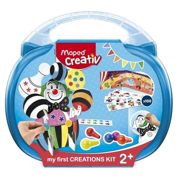 MAPED CREATIV - Mes Premières gommettes et coloriage - Clown 3D à personnaliser - Valisette réutilisable-2