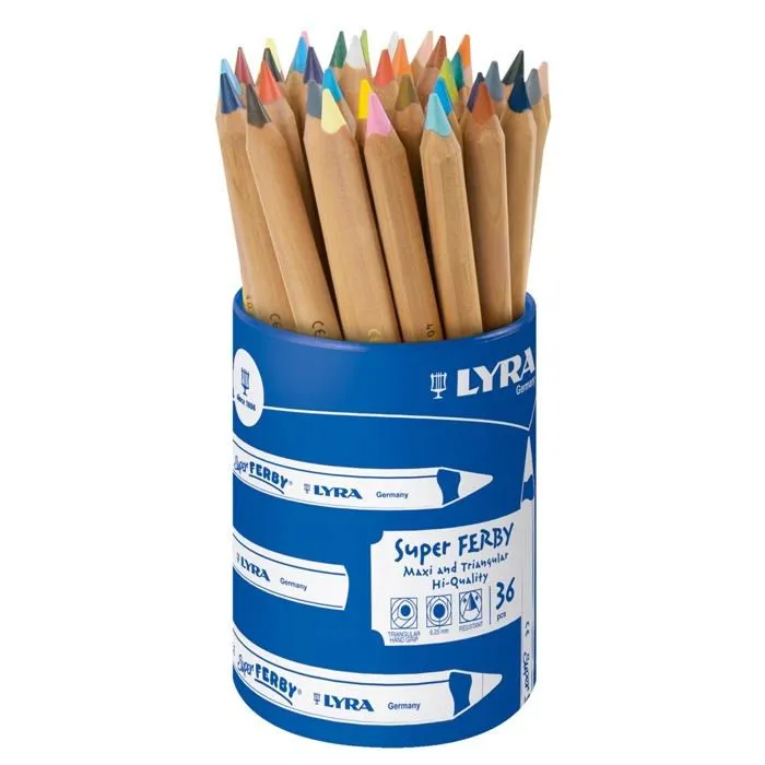 Crayon de couleur - craie grasse Lyra Super Ferby Nature - Pot 36 crayons de couleur-2