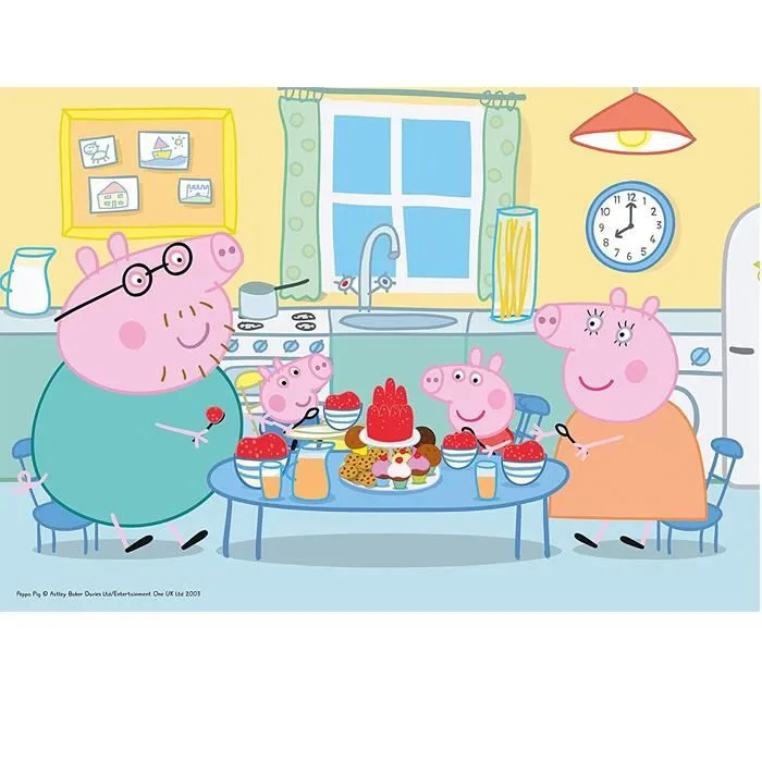 Puzzle - RAVENSBURGER - Peppa Porc Famille Temps - 35 pièces - Dessins animés et BD - Rose-1