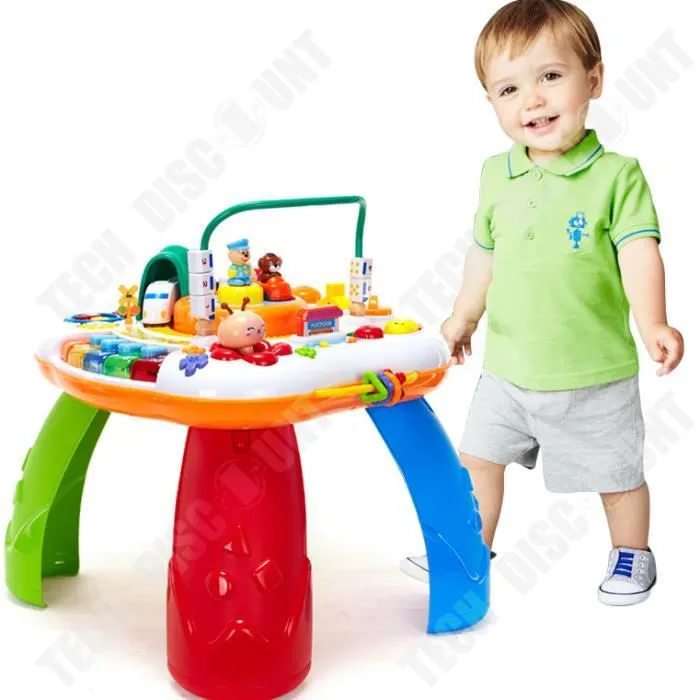 TD® Jouets éducatifs pour enfants Table de jeu de blocs de construction de train ferroviaire Table d'apprentissage multifonctionnell-2
