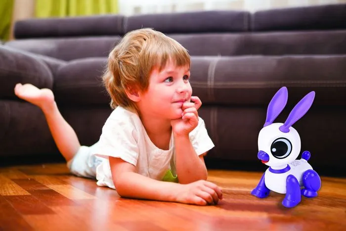 Power Rabbit Mini - Robot lapin avec effets lumineux et sonores, contrôle par claquement de main, répétition-3