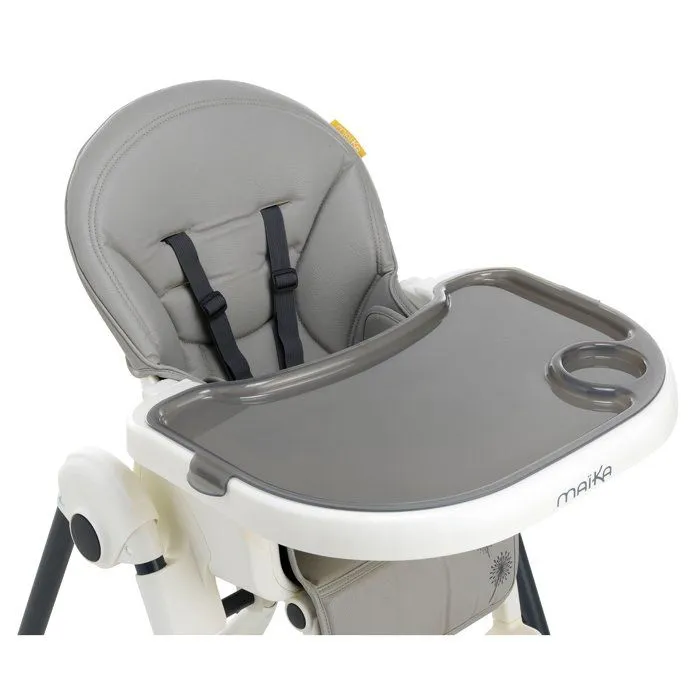 MAÏKA Chaise haute Design Gris,  hauteurs d'assise, roulettes-3