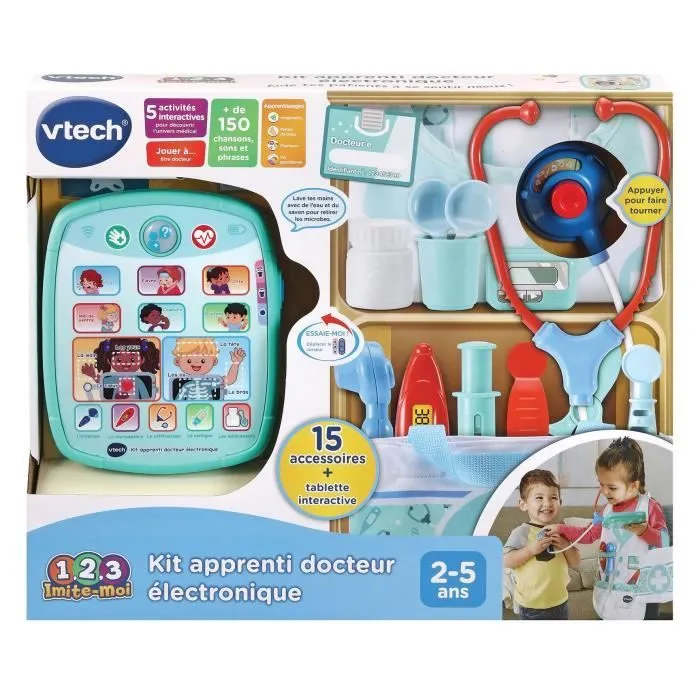 VTECH - 1,2,3 Imite-Moi - Kit Apprenti Docteur Électronique - Jouet d'Imitation Enfant-2