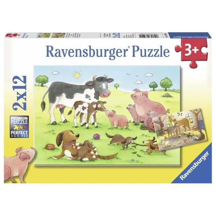 Puzzle 12 pièces - Ravensburger - Familles d'Animaux de la ferme - Thème Animaux - Mixte - A partir de 3 ans-0