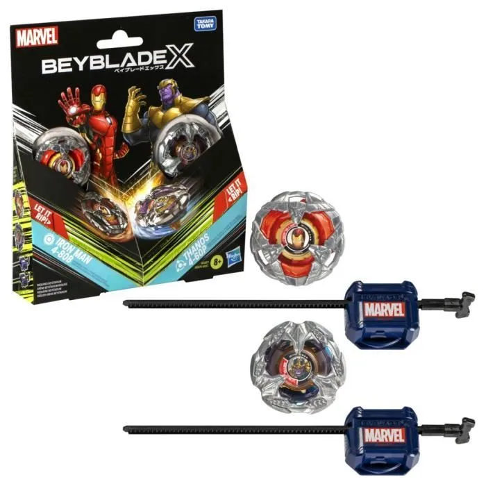 Beyblade X Multipack Toupie Iron Man 4-80B vs. Thanos 4-60B, Marvel , Dès 8 ans-0