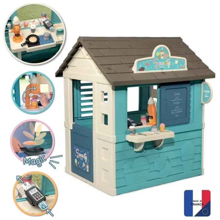 Maison Sweety Corner - SMOBY - Comptoir et espace de préparation - Machine à glaces - 18 accessoires inclus - Fabriqué en France-3
